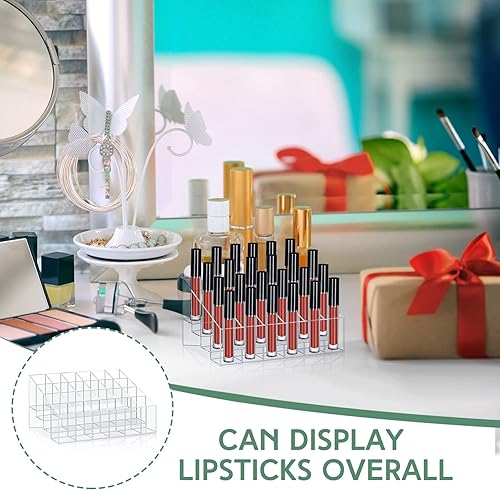 Miniatura 4 de Macarrie Organizador de lápiz labial, 4 piezas, 24 ranuras, acrílico para lápiz labial, maquillaje, estuche organizador de exhibición, caja de