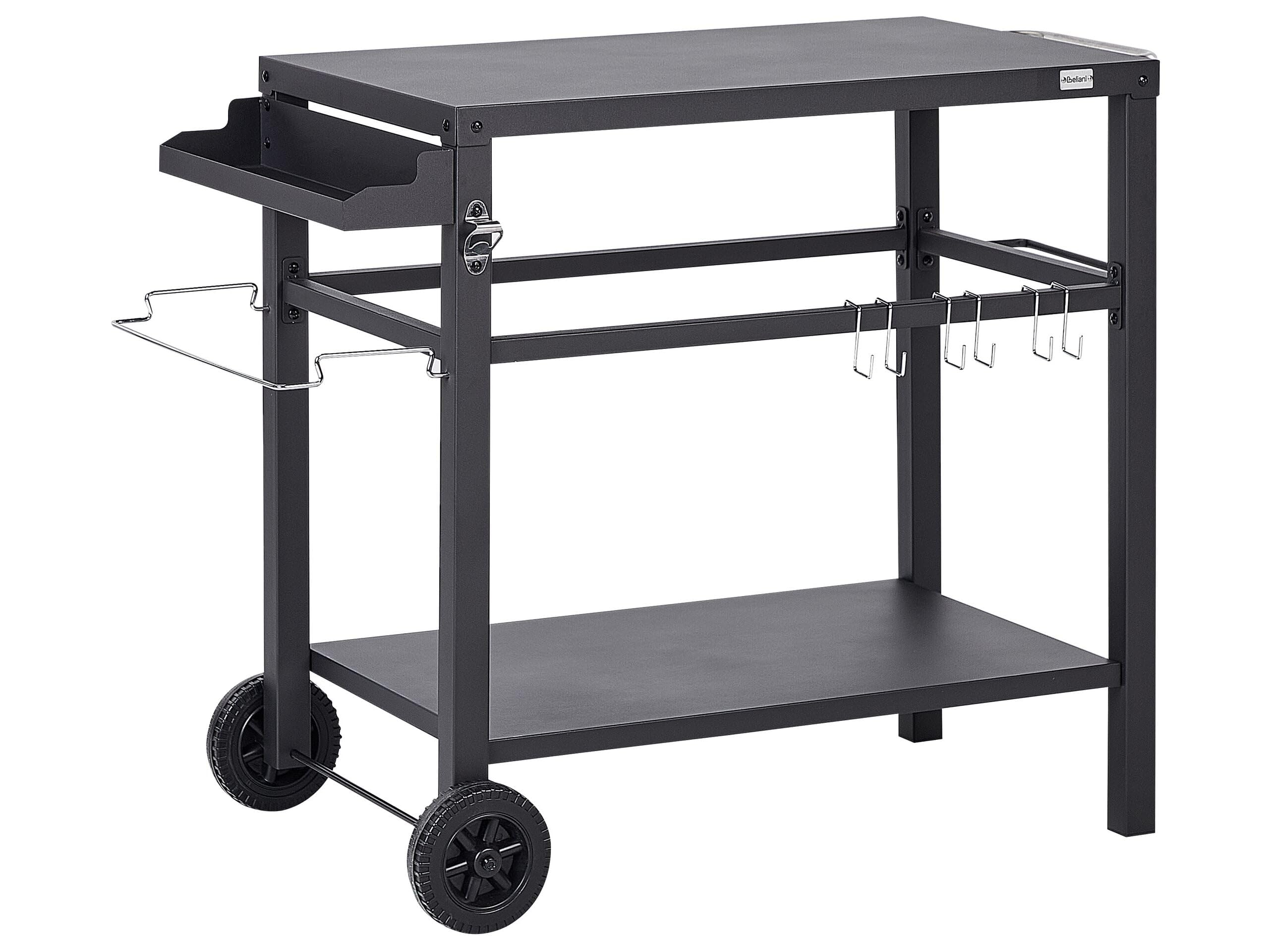Beliani Carrello portavivande da Giardino con Ruote in Acciaio Nero