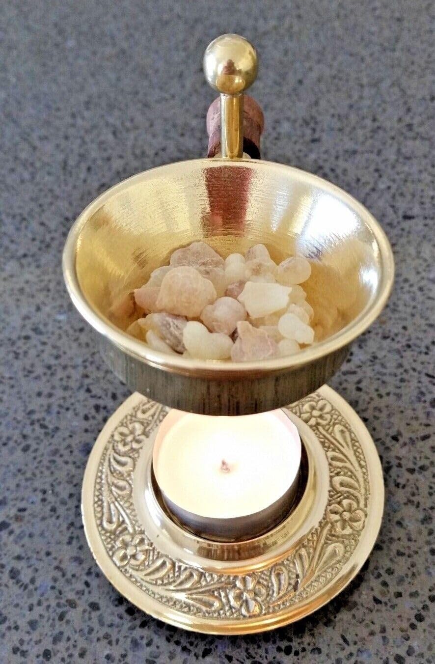 RSGM Brass Oil/Resin Incense Tea Light Adjustable Burner for Aroma