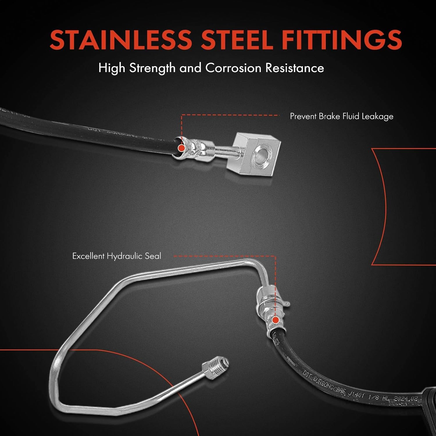 A-Premium Front Side Brake Hydraulic Hose Compatible with Select Chevrolet, GMC and Isuzu Models - C6500 Kodiak/C7500 Kodiak/C6500 Topkick/C7500 Topkick 2003-2009, HTR HVR 2005-2008 - Pack of 2