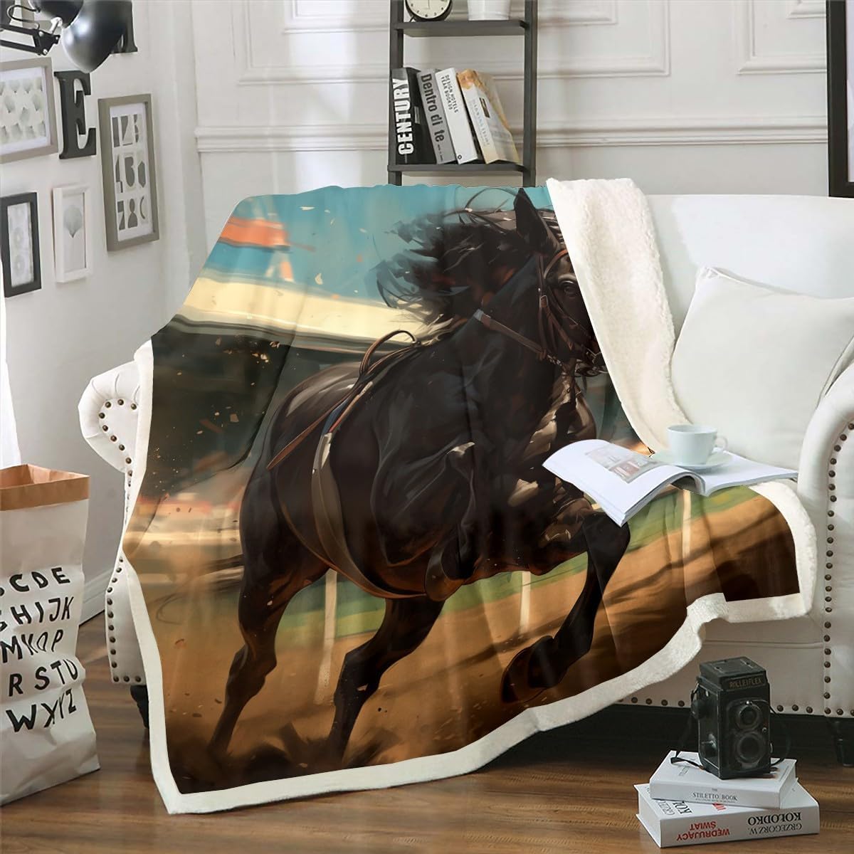 3D Bull Blanket Highland Cow Printed Fleece Blanket Twin,Rustic American Flag Throw Blanket Western Animal Wildlife Sherpa Blanket Geometric Stripe Fuzzy Blanket Kids Boys Teens Room Decor