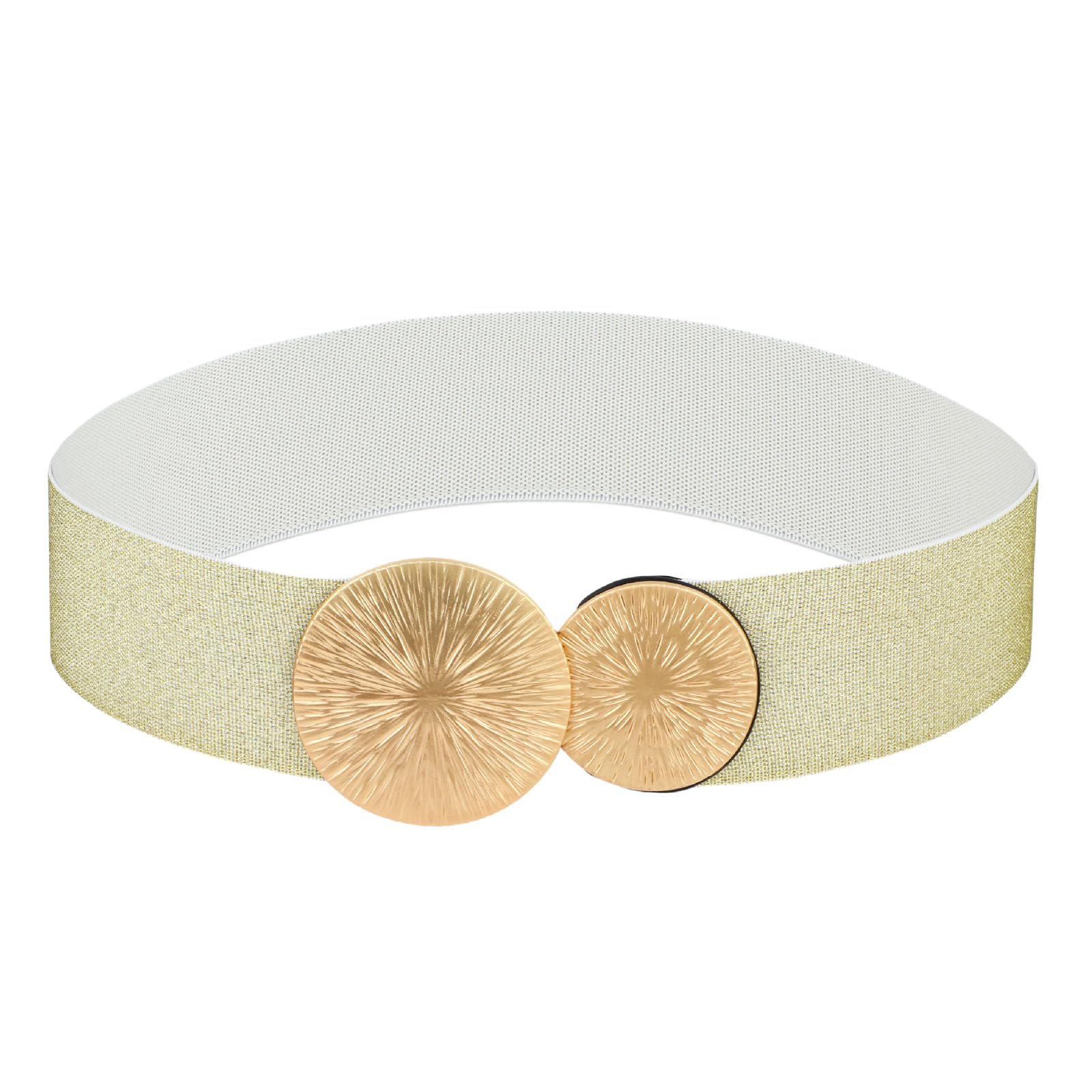 TIESOME Elastische riem voor dames, breed tailleband, modieuze gesp, stretchriem, brede riem voor jurken, jeans, broeken, zwart zilver, Eén Maat