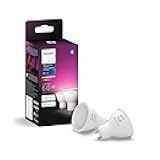 Smart 60W GU10 LED Bulb - White and Color Ambiance Color-Changing Light - 2 Pack - 450LM - Indoor - Control with Hue App - Works with Alexa, Google Assistant and Apple Homekit, 584680