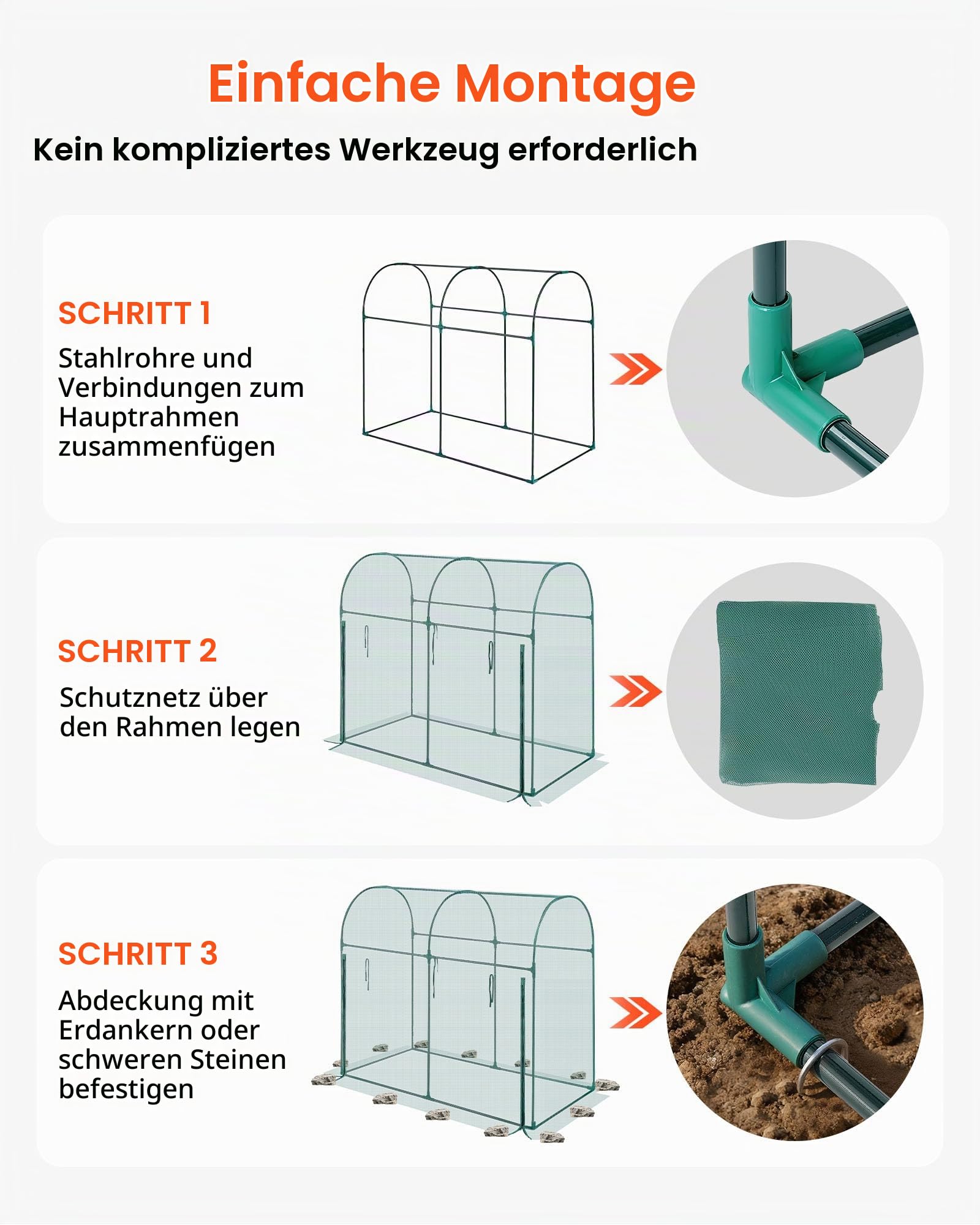 VEVOR Pflanzenschutzzelt, 1806x910x1500 mm Pflanzenschutznetz mit Rahmen, Tür mit Reißverschluss, windbeständig, Pflanzenkäfig Gewächshaus für erhöhte Beete im Freien, Garten, Terrasse