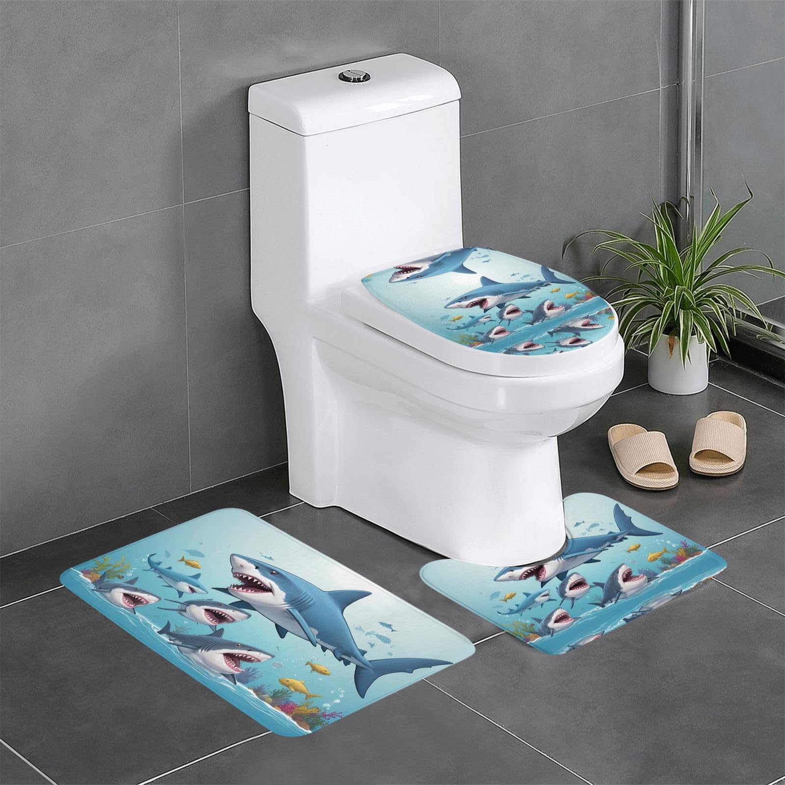 Tapis de salle de bain ensemble 3 pièces couvercle toilettes et meuble-lavabo