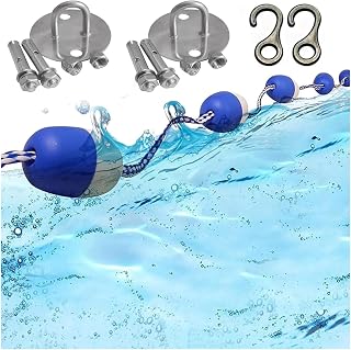 Cuerda de seguridad para piscinas de 18, 20, 24 y 50 pies, cuerda divisoria de carriles flotantes para piscinas, líneas de boyas de carriles de piscina de color azul y blanco para competencias co