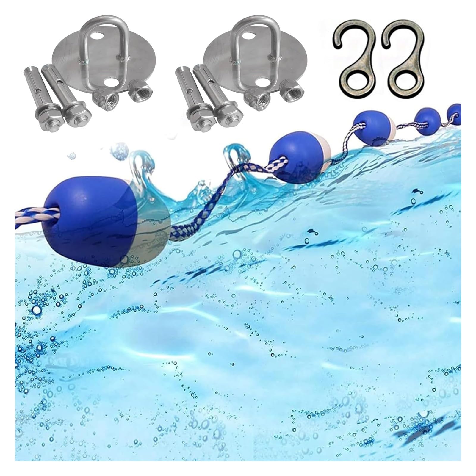 Swimming Pool Safety Rope 18 20 24ft 50 Feet, Float Lane Divider Pool Boundary Rope, Blue White Pool Lane Buoy Lines for Commercial Competition/Public (Size : 23ft/7m)