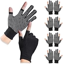 Rimikuru Fingerless Work Gloves, Black, 2-Finger Open, Anti-Slip, Thin Work Gloves, Finger-Exposed Gloves Set