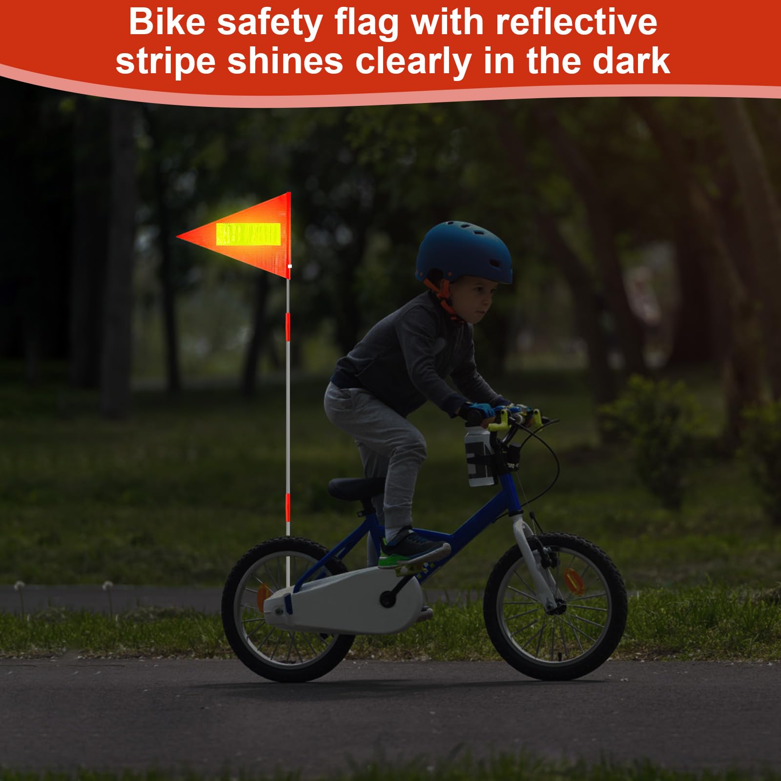 2 Pièces Drapeau de Vélo, Drapeau pour Remorque vélo, Fanion de Vélo, Petit Drapeau Réfléchissant, avec 6 Mât de Drapeau, 71 Perles Rayons Velo pour Remorque, Camions