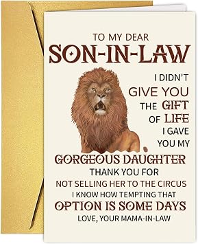Unique Birthday Card Gifts Decorations for Son-In-Law, Cute Happy Son In Law Birthday Card Gift for Him Men