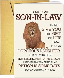 Unique Birthday Card Gifts Decorations for Son-In-Law, Cute Happy Son In Law Birthday Card Gift for Him Men