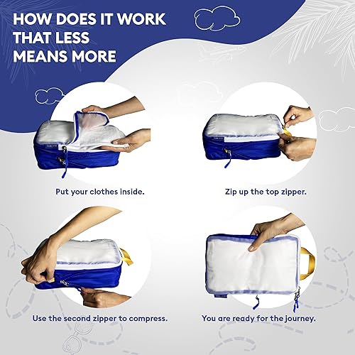 Miniatura 7 de TRAVEL INSIDE, Juego de 6 bolsas de cubo con malla transparente, organizadores de viaje ligeros para maleta, azul con zapatos y bolsa de lavandería,