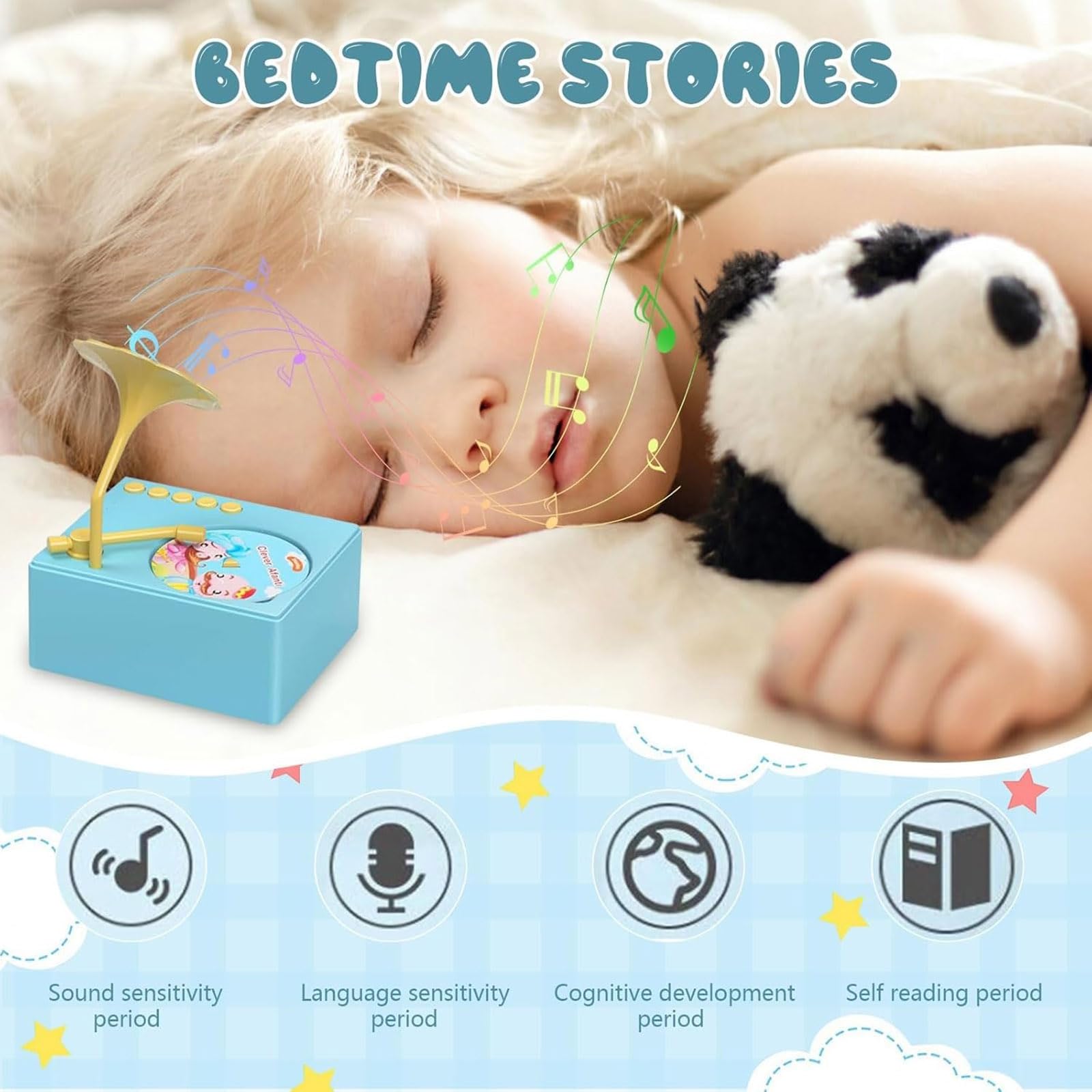 Kids Gramophone Toy With 96 Learning Cards - Musical Educational Toy With Stories