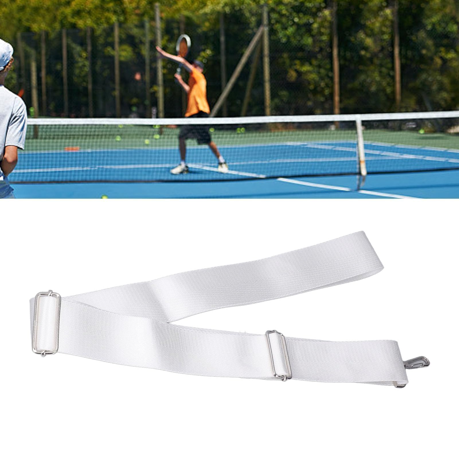 Cinghie per Rete da Tennis, 2,2m x 5cm Cinghia Centrale per Rete da Tennis Altezza Regolabile Cinghie per Rete da Tennis con Fibbia in Acciaio Inossidabile
