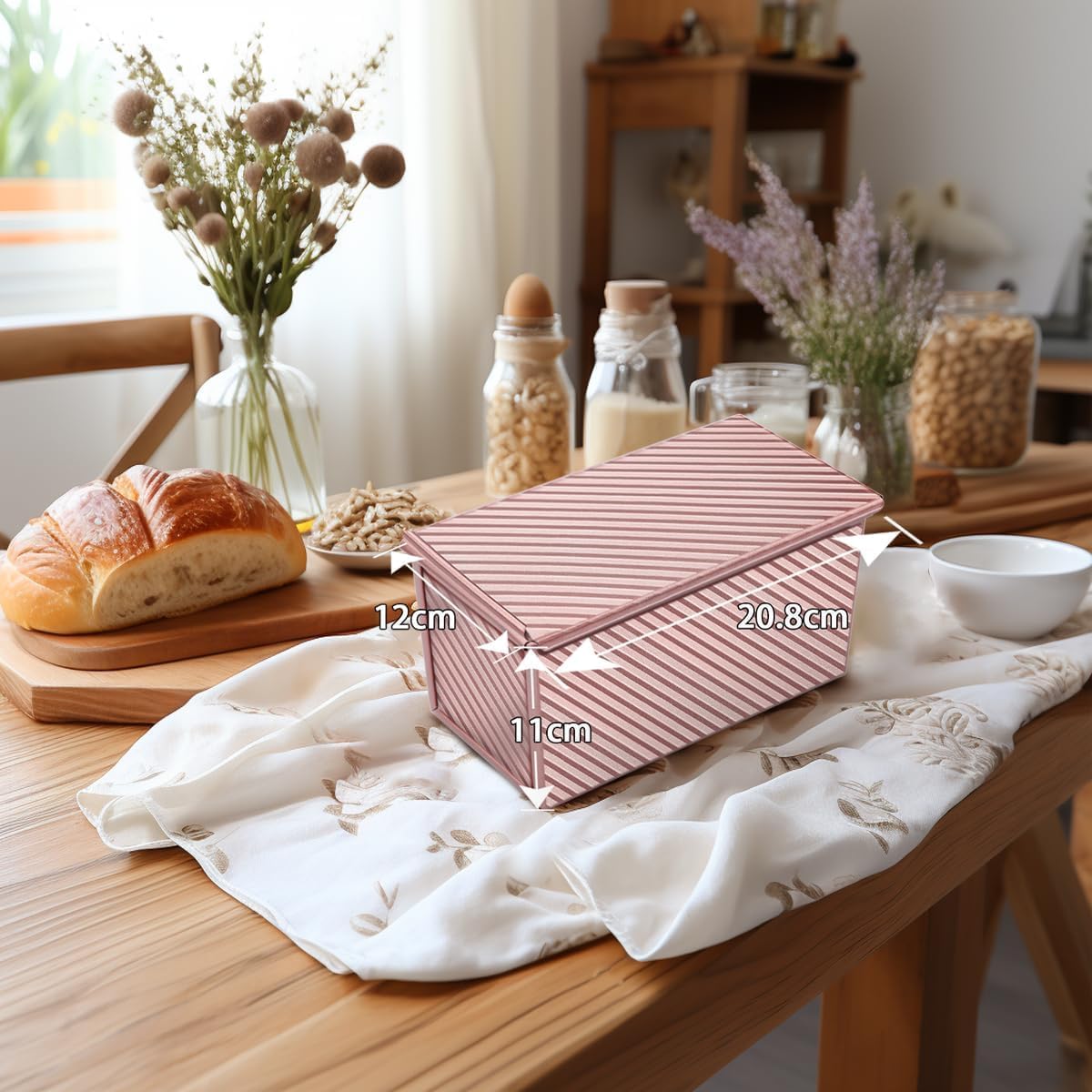 Moule à Pain de Mie en Acier Carbone Or Rose Couvercle Inclus (20,8x12x11cm)