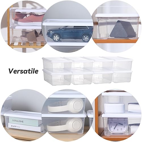 Miniatura 3 de Caja de almacenamiento con pestillo de 6 cuartos de galón, contenedores de almacenamiento de plástico transparente con tapas, apilables, 8 paquetes