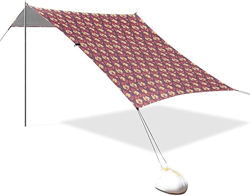 Funny Chicken Face Foldable Beach Tent UPF50+ Easy Setup Shade Sun Shelter with Sandbags and Shovel for Camping, Picnics, Backyard & Fishing