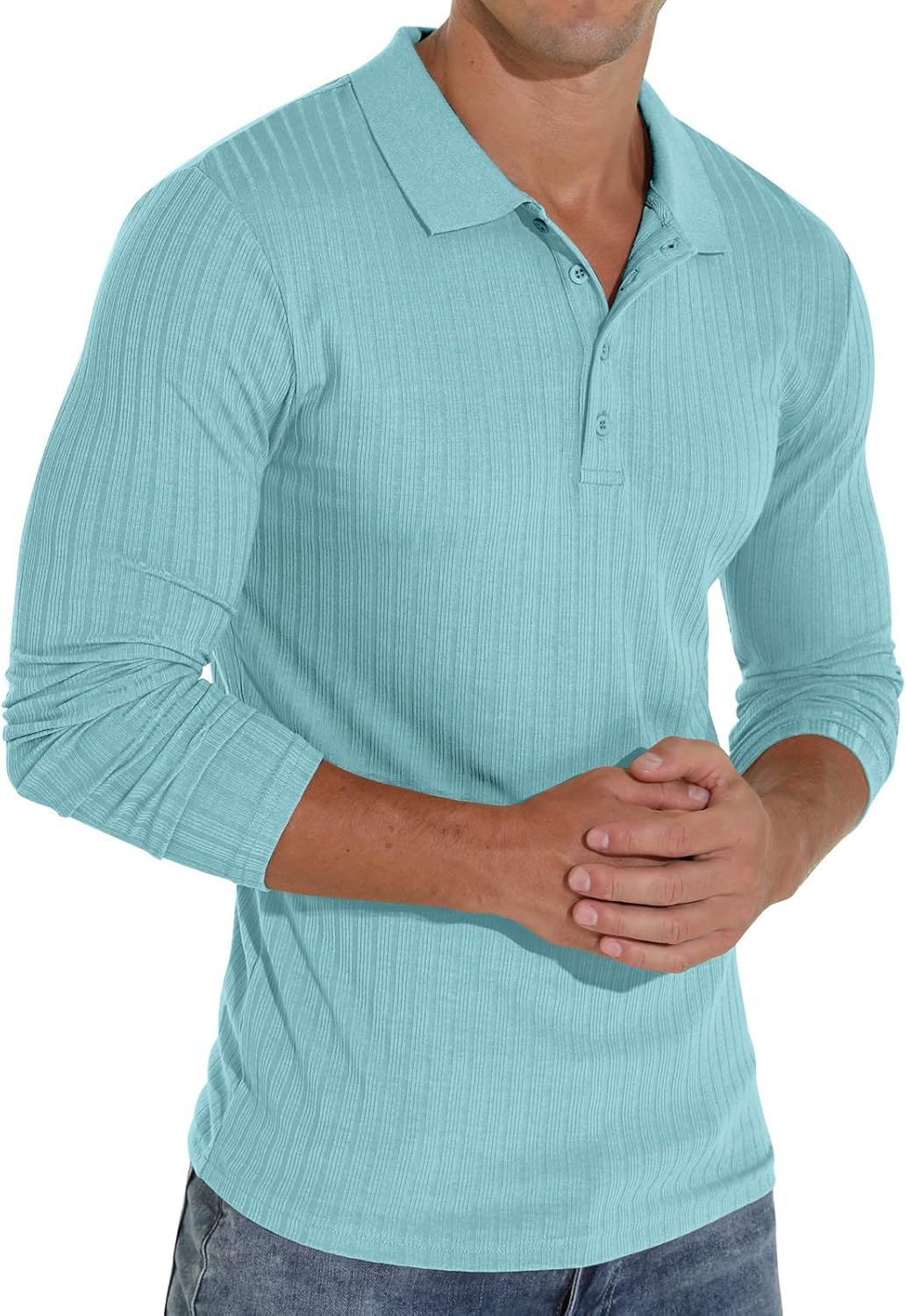 Askdeer Men's Polo Shirts Long/Short Sleeve Slim Fit Casual Shirts Classic Stretch Polo T Shirt Golf Shirts