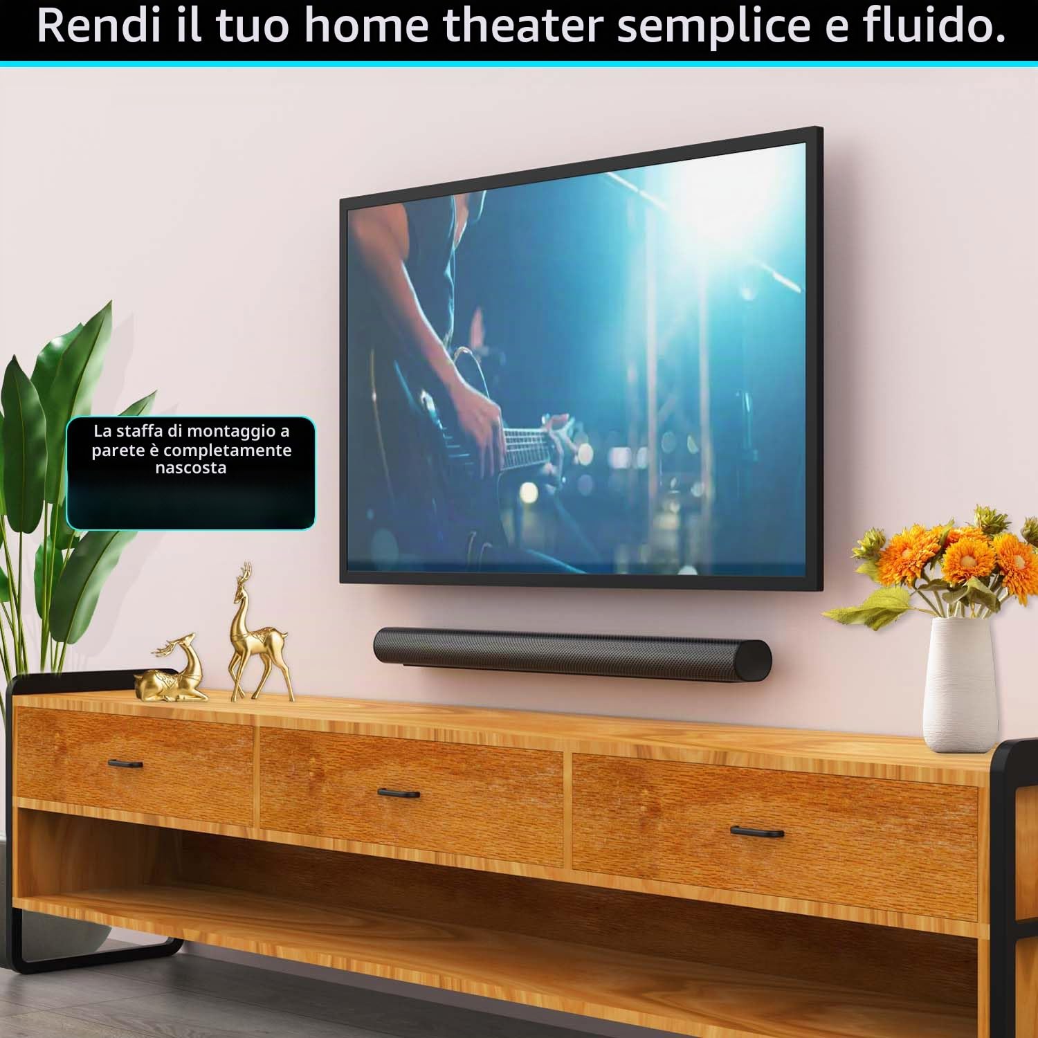 Supporto da parete per Soundbar Sonos Arc e Sonos Arc Ultra Sound Bar (nero) Montaggio a parete sotto la TV, staffa di montaggio a sospensione