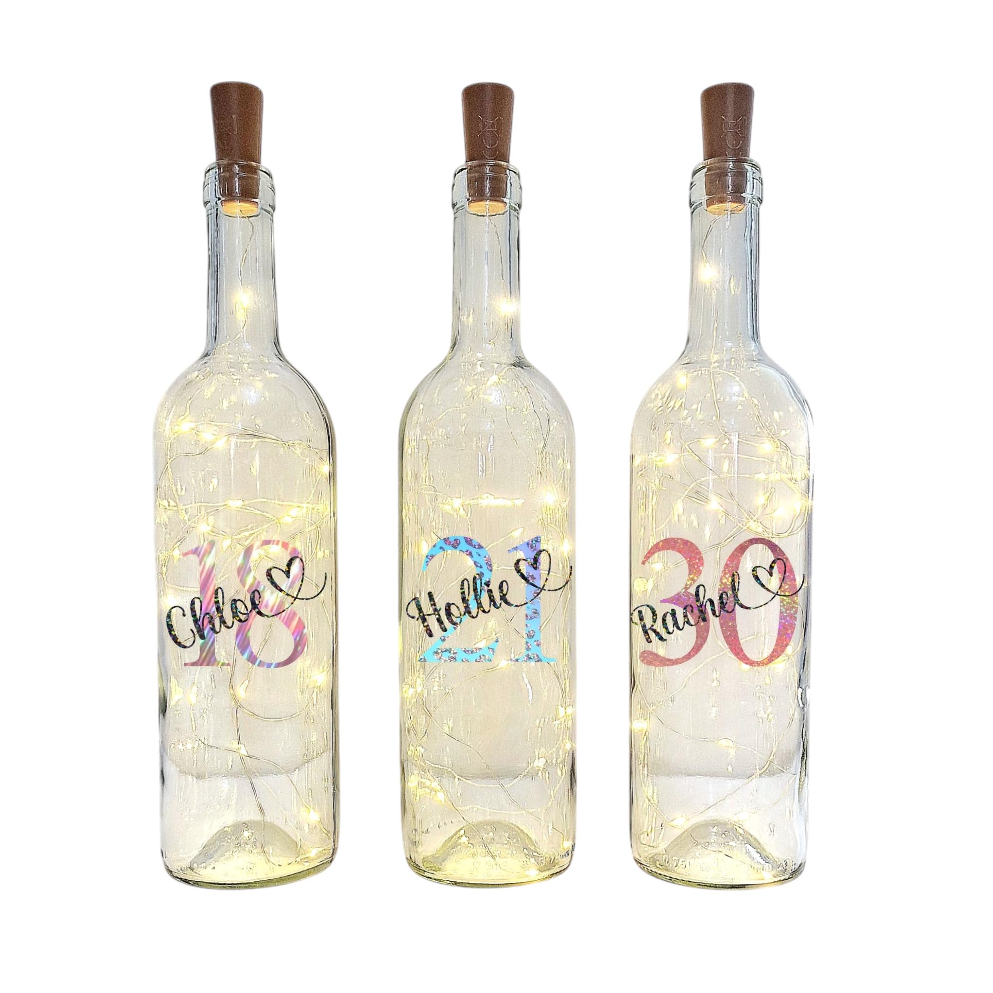 Personalised Birthday Light Up LED Wine Glass Bottle Gifts for Her/Him Girl/Boy Women/Men, Bestie 13th 16th 18th 21st 30th 40th 50th 60th 70th 80th Any Age, Party Decoration Keepsake Present Idea