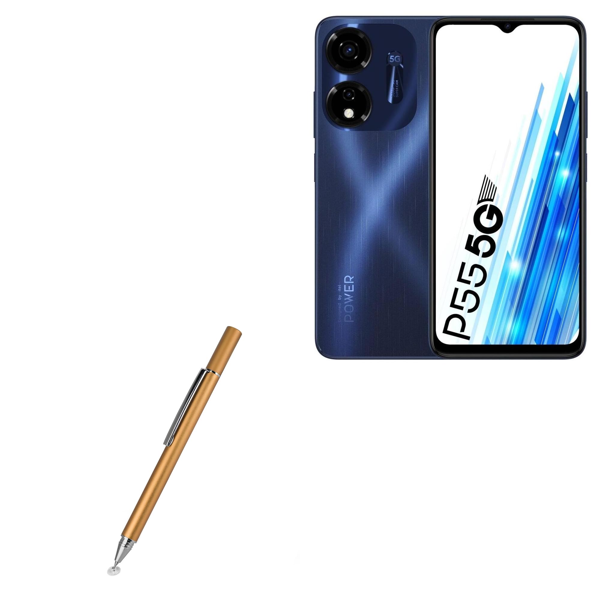 BoxWave Stylus Pen Compatible with itel P55 5G - FineTouch Capacitive Stylus, Super Precise Stylus Pen - Champagne Gold