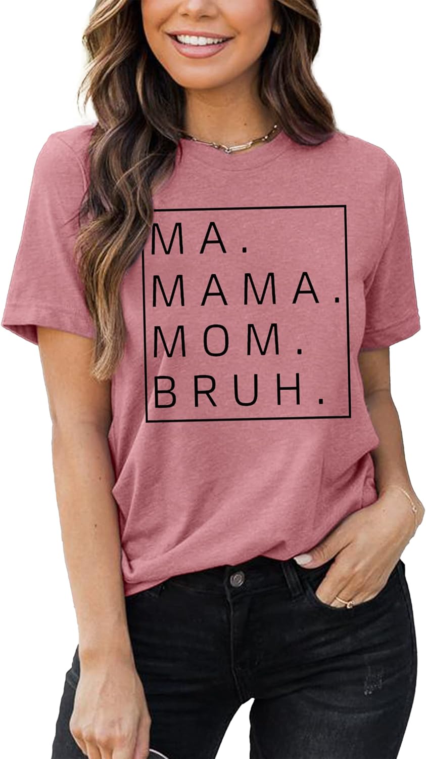 Ma Mama Mom Bruh Shirts for Women Mama Letter Print Graphic T Shirts Shirts Tee Tops - Image 5