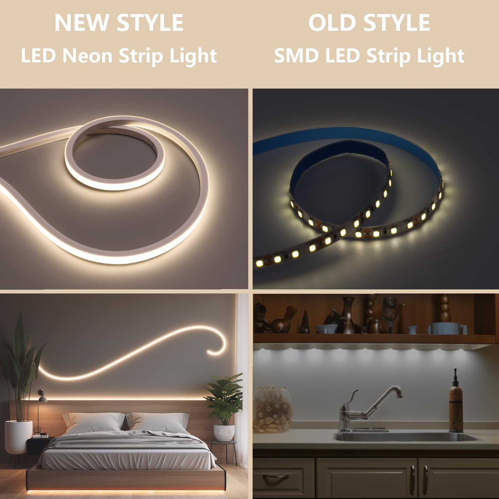 BENLUN AC 220V Neon LED Strip Outdoor 10M, 4000K Naturweiß LED Streifen Aussenbereich Wasserdicht IP65, LED Band 230V Direktanschluss, 10W/M Lichtband für Außen Indirekte Deleuchtung