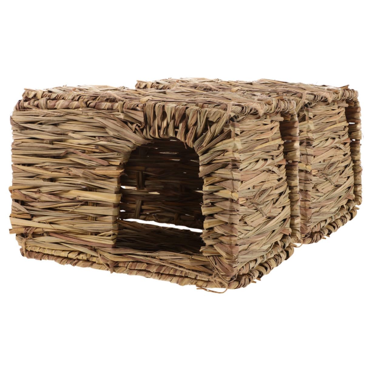 Hemobllo Casa per Conigli in Paglia Intrecciata, Rifugio Pieghevole per Piccoli Animali, 2 Pezzi, Interno ed Esterno, per Riposo Confortevole