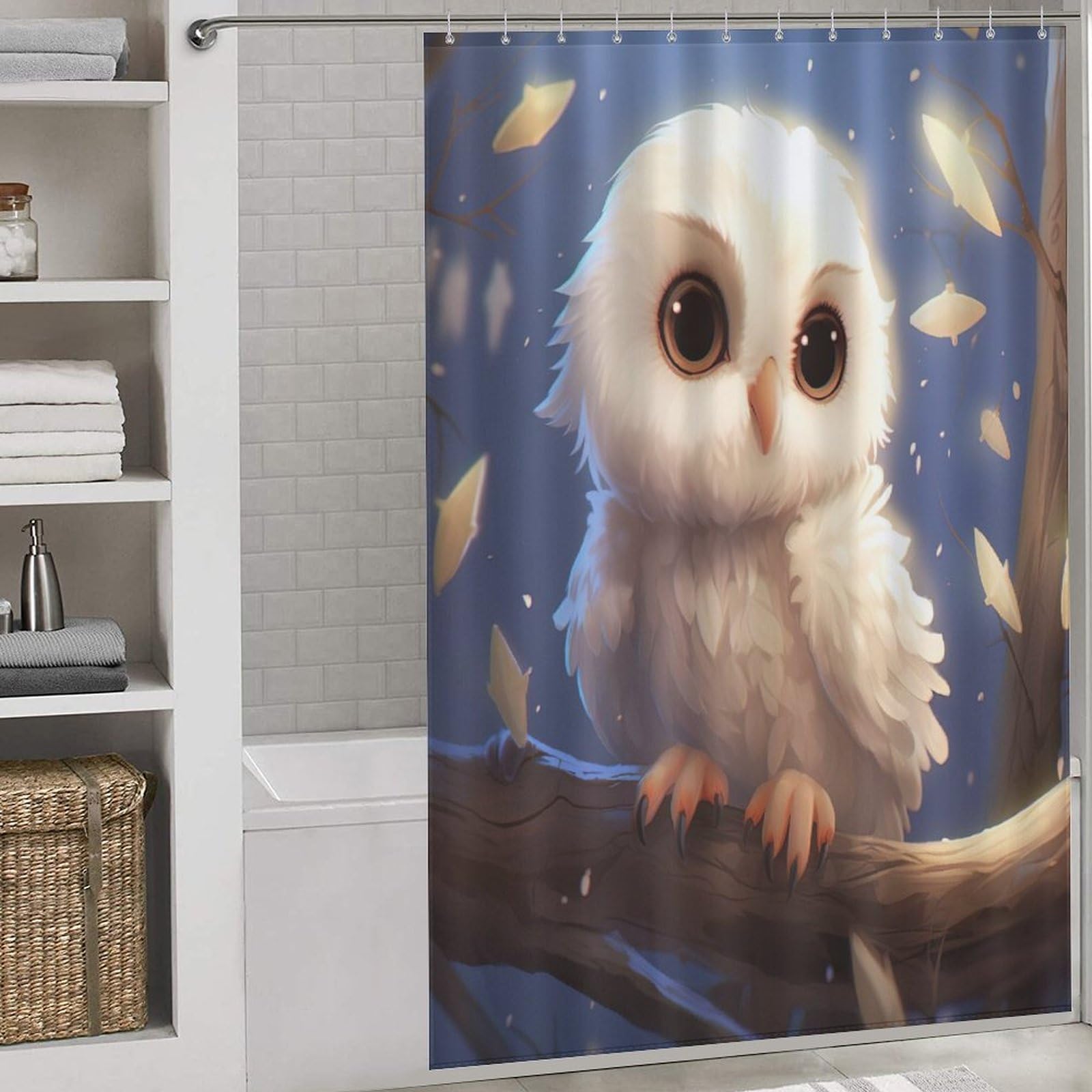 Rideau de douche hibou lavable en machine en polyester de qualité supérieure