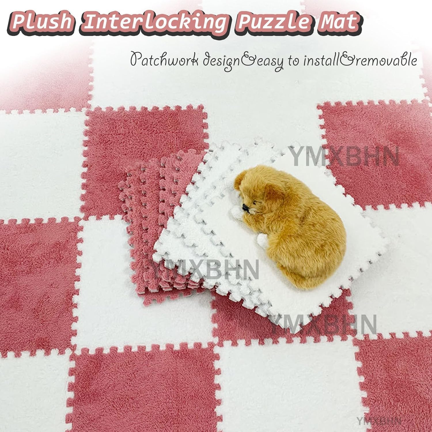 Pluszowa mata puzzlowa, 50 sztuk pluszowych puzzli piankowych mat podłogowych, wielokolorowe(Coffee)