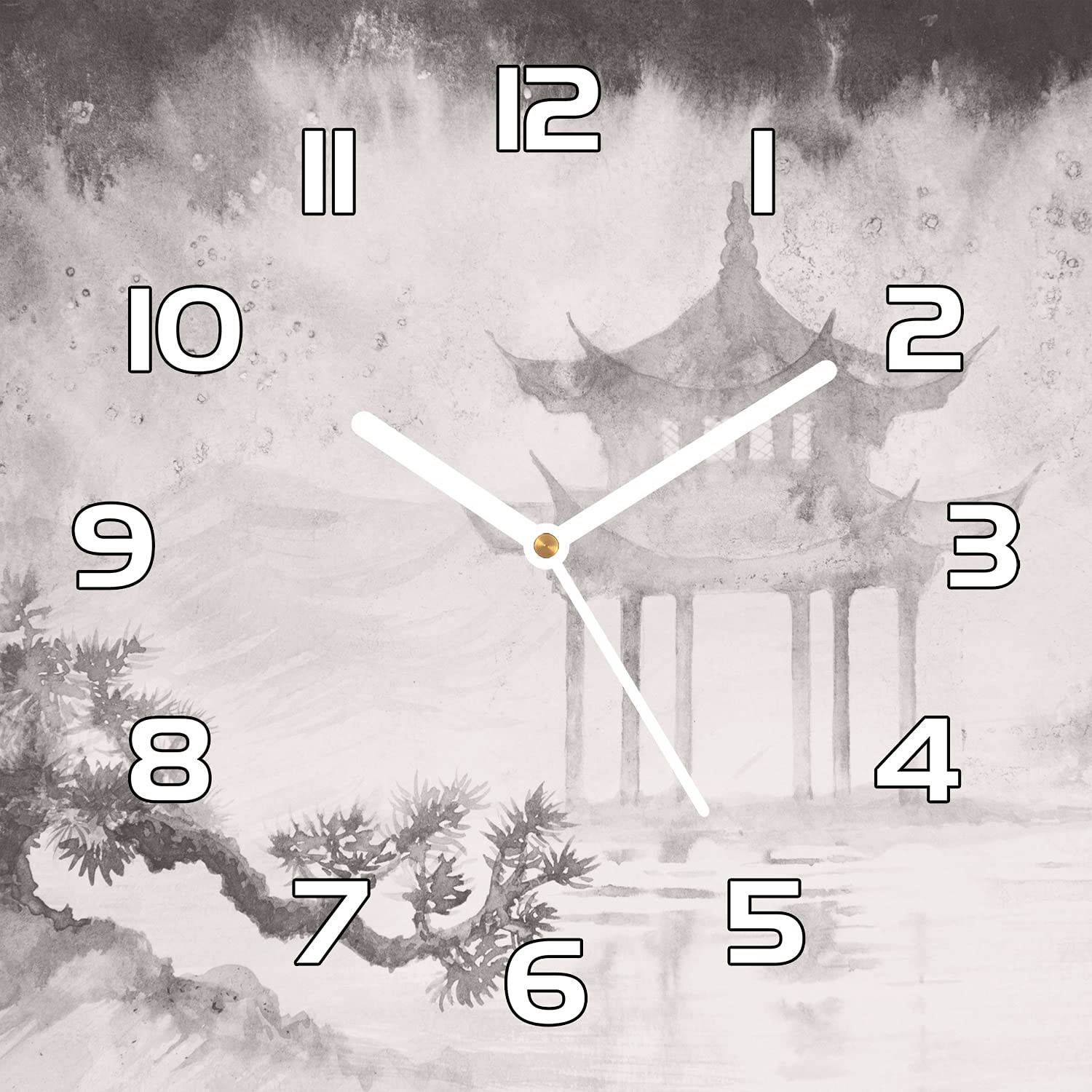 Horloge en verre cuisine zen au design japonais moderne Coloray 30x30