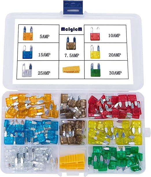 140 Pcs - MCIGICM Car Mini Blade ATM Fuse Assortment, 5A 7.5A 10A 15A 20A 25A 30A Mini Fuse