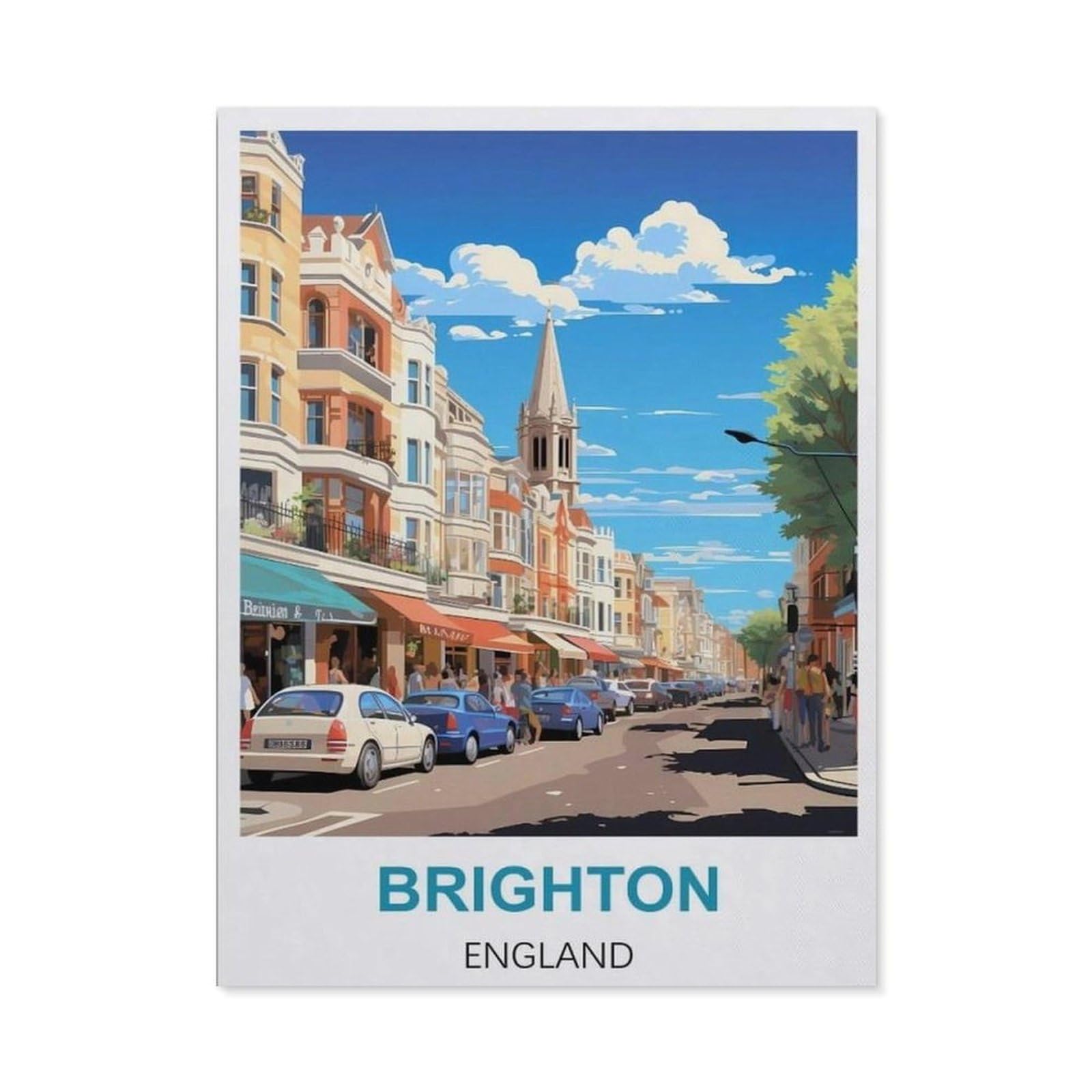 BEAYODKP DIY Diamond Painting，Brighton England Vintage Travel Posters，Cross Stitch Full Drill 5D Embroidery Mosaic Wall Decor Art（50 x 60 cm/19.68 x 23.62 inches）-CB55