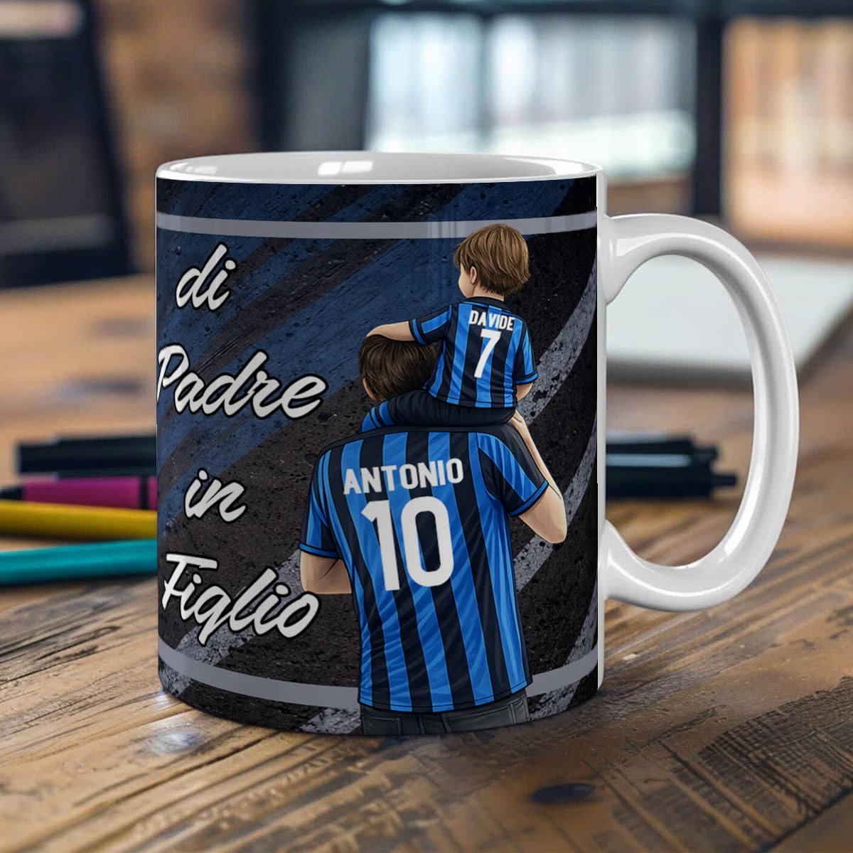 Personalizzata Tazza Inter Ceramica Regalo Tifoso Interista Padre Figlio Figlia Festa del Papà Compleanno Natale