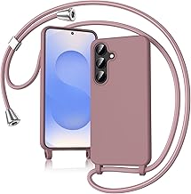 Case with Rope for Samsung Galaxy A56 5G Ultra-thin Protective Liquid Silicone Soft TPU with Adjustable Neck Strap Lanyard Anti-Shock Case Galaxy A56 5G, Pink