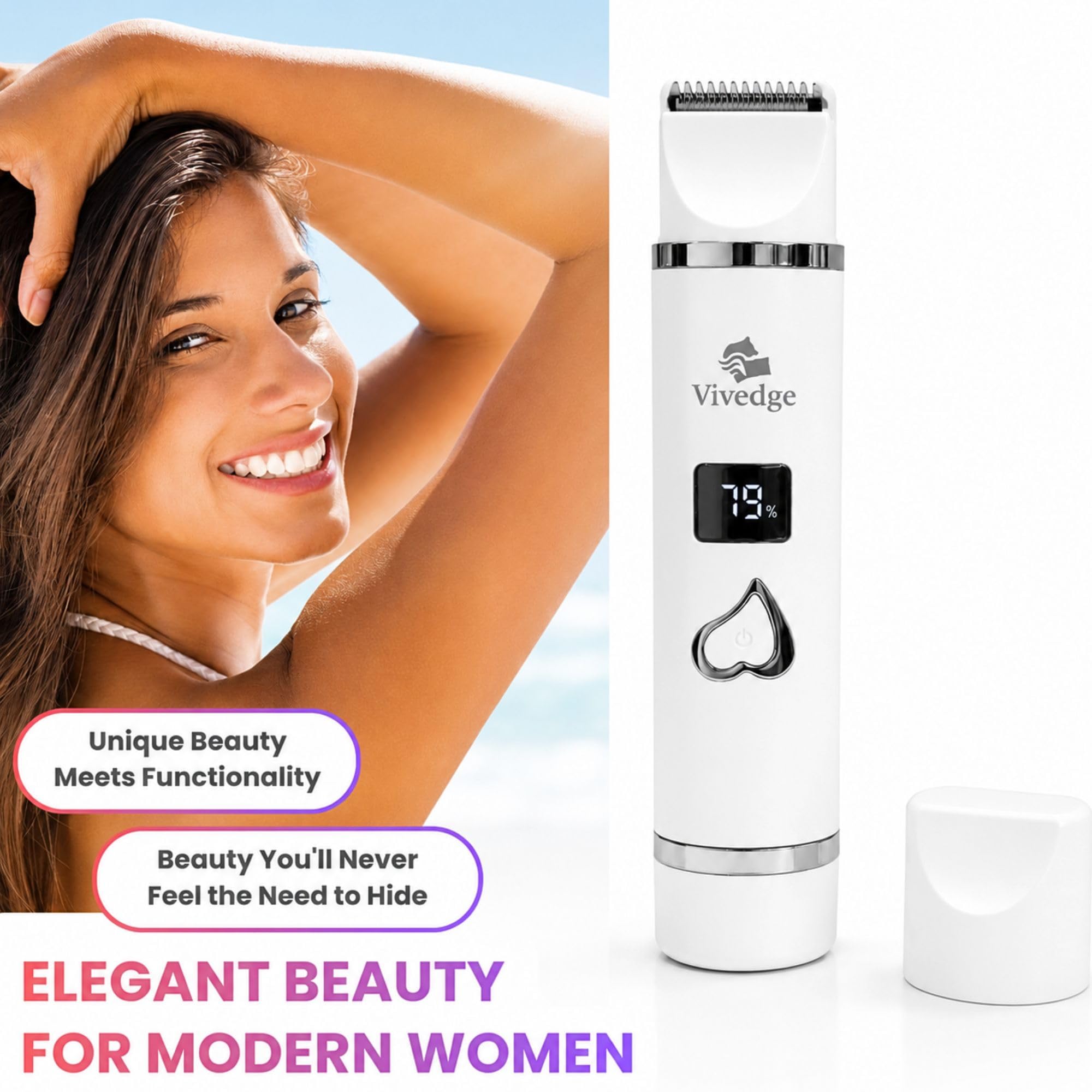 Maquinilla de afeitar eléctrica para mujer, recortadora de bikini y removedor de vello facial, recargable con hoja de cerámica, impermeable, pantalla LED, USB-C, bloqueo de viaje, regalo de