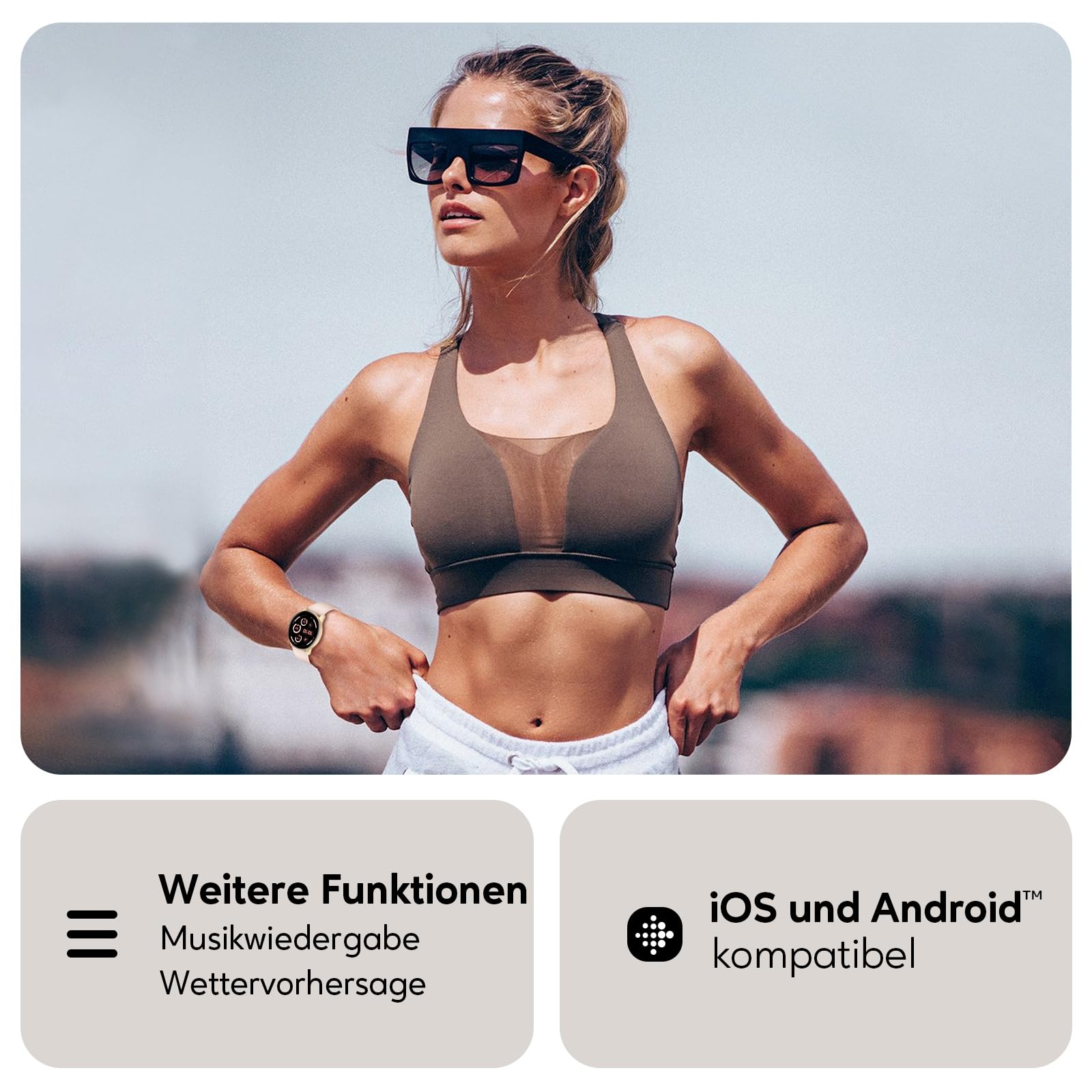 Smartwatch Damen Herren 1.38 Zoll HD-Display Bluetooth Anrufe Fitness Tracker Herzfrequenz SpO2 Schlafmonitor Schrittzähler IP68 Wasserdicht