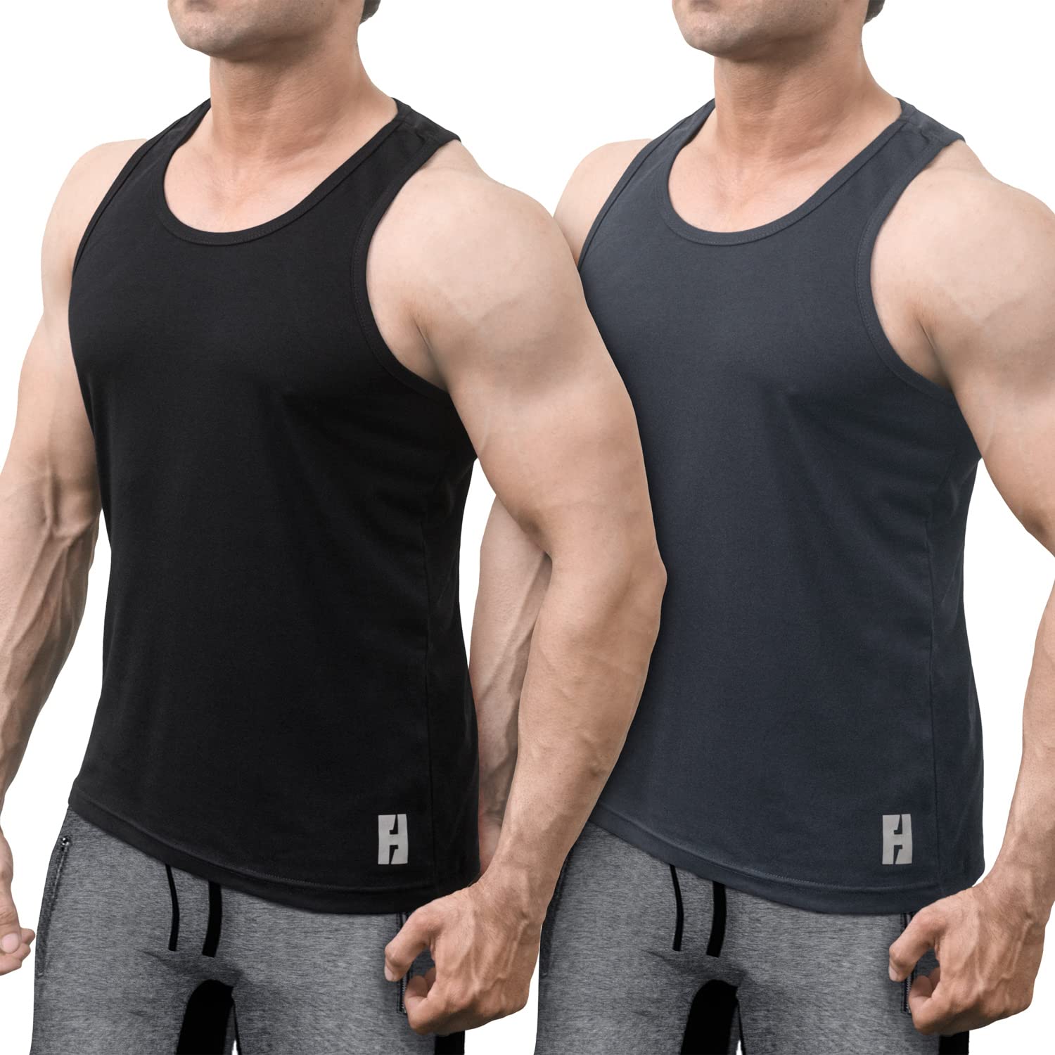 FlushAthleisure Wear Men’s Pack of 2 Athletic Workout Tank Top Gym Muscle Tee Fitness Bodybuilding Sleeveless T-Shirt