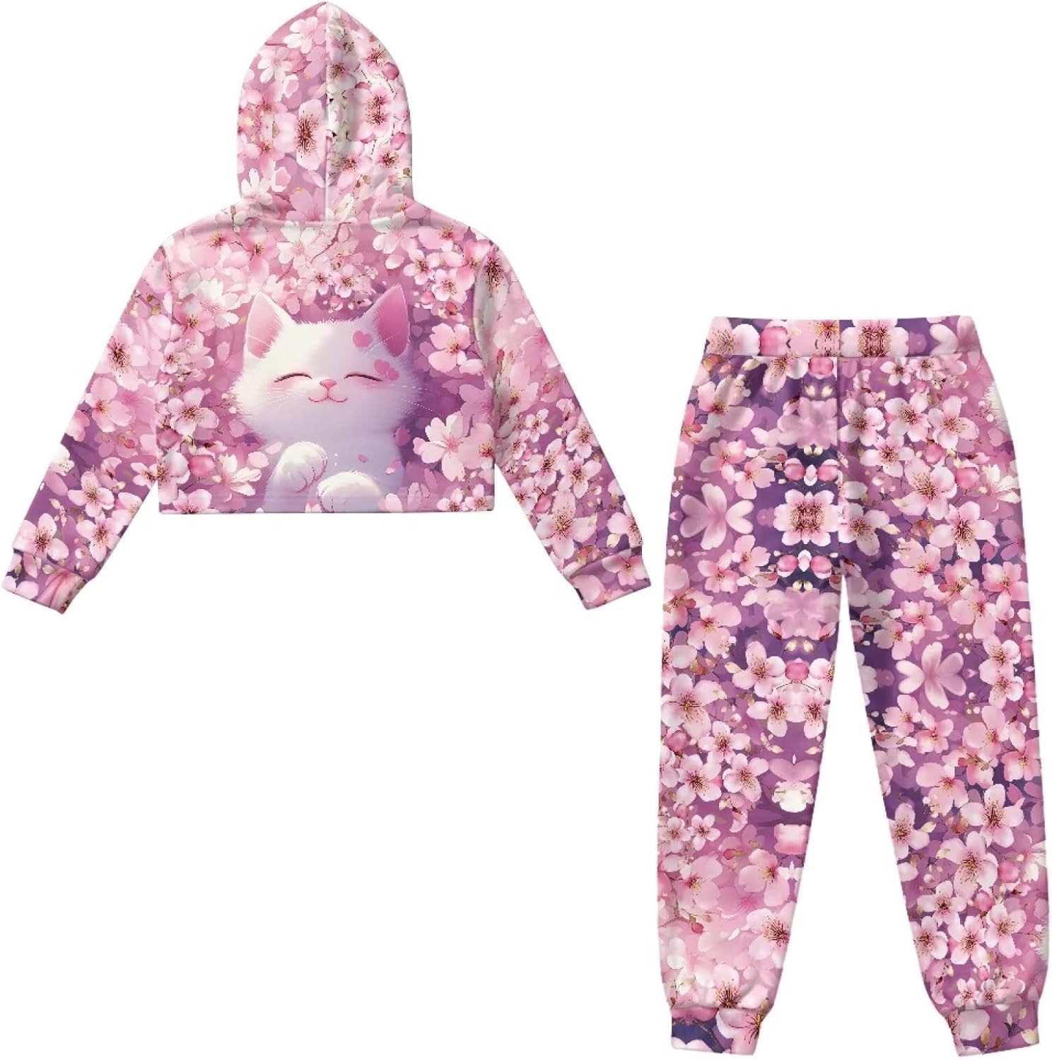 Ystardream Kids Sweat Suits for Girls Hooded Shirt and Sweatpants with Pocket