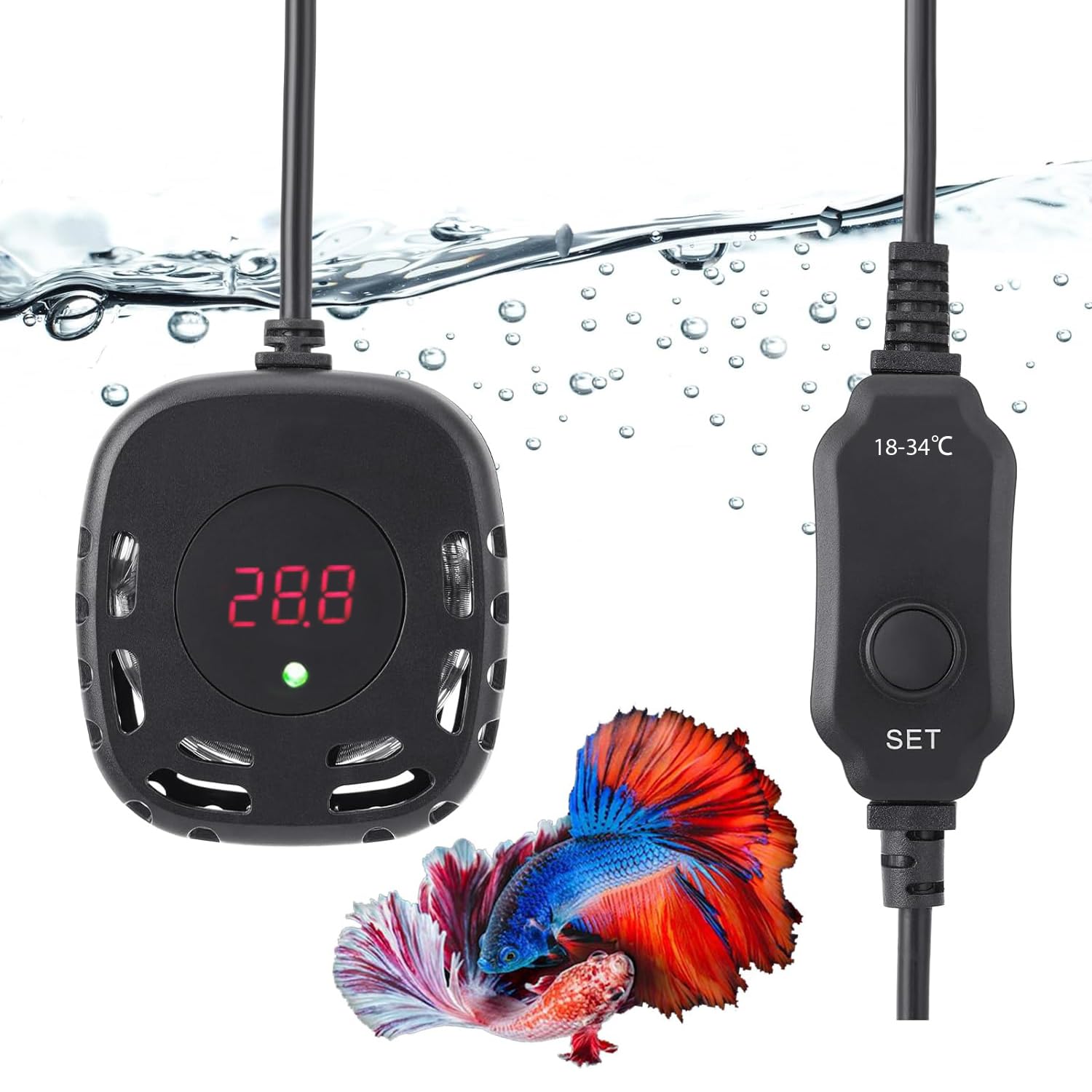 Mini Aquarium Heater Adjustable 25W Submersible Fish Tank Heater with LED Digital Display, Turtle Tank Heater Small Aquarium Heater, Ideal for 2-5 Gallons Tanks