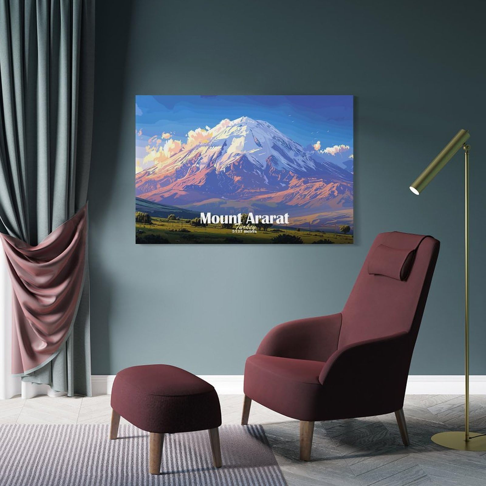 Junmoney Frame-Style-4 Mount Ararat Landscape Home Decor Wall Art 20X30inch(50X75cm), For Small Homes, Bedrooms Or Open Spaces, An Easy Choice For New Home Styling