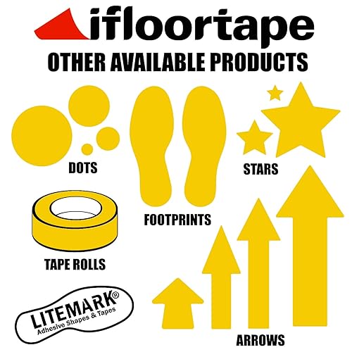 Miniatura 6 de LiteMark Calcomanías de vinilo duraderas con acabado brillante, color amarillo de 4 x 4 pulgadas, ideal para suelos, techos, paredes y superficies