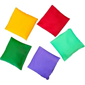 Bean Bags Pack of 5 Cornhole Bags Colourful Bean Bags Throwing Bag Set for Children Bean Bags Throwing Toss Game Colourful Bean Bag for Outdoor Gardens Juggling Game 7 x 7 cm