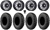 Bundle - 9 Items: MSA Clubber 15 Wheels Black DDT 35 MotoRally Tires [4x156 Bolt Pattern 12mmx1.5 Lug Kit]
