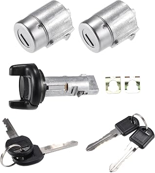 No.12369498 / Car Ignition Switch Lock Cylinder Front Door Lock Core Set/with Keys for Chevy C/K Pickup 1995-1997 for GMC Yukon 1995-1997 / Durable/Plastic / 1 Set/Black