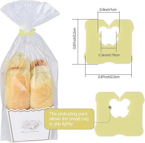 Miniatura 2 de 100 clips de plástico reutilizables para pan, mantén tu comida fresca con clips para bolsas de alimentos de 78 x 78 pulgadas (amarillo)
