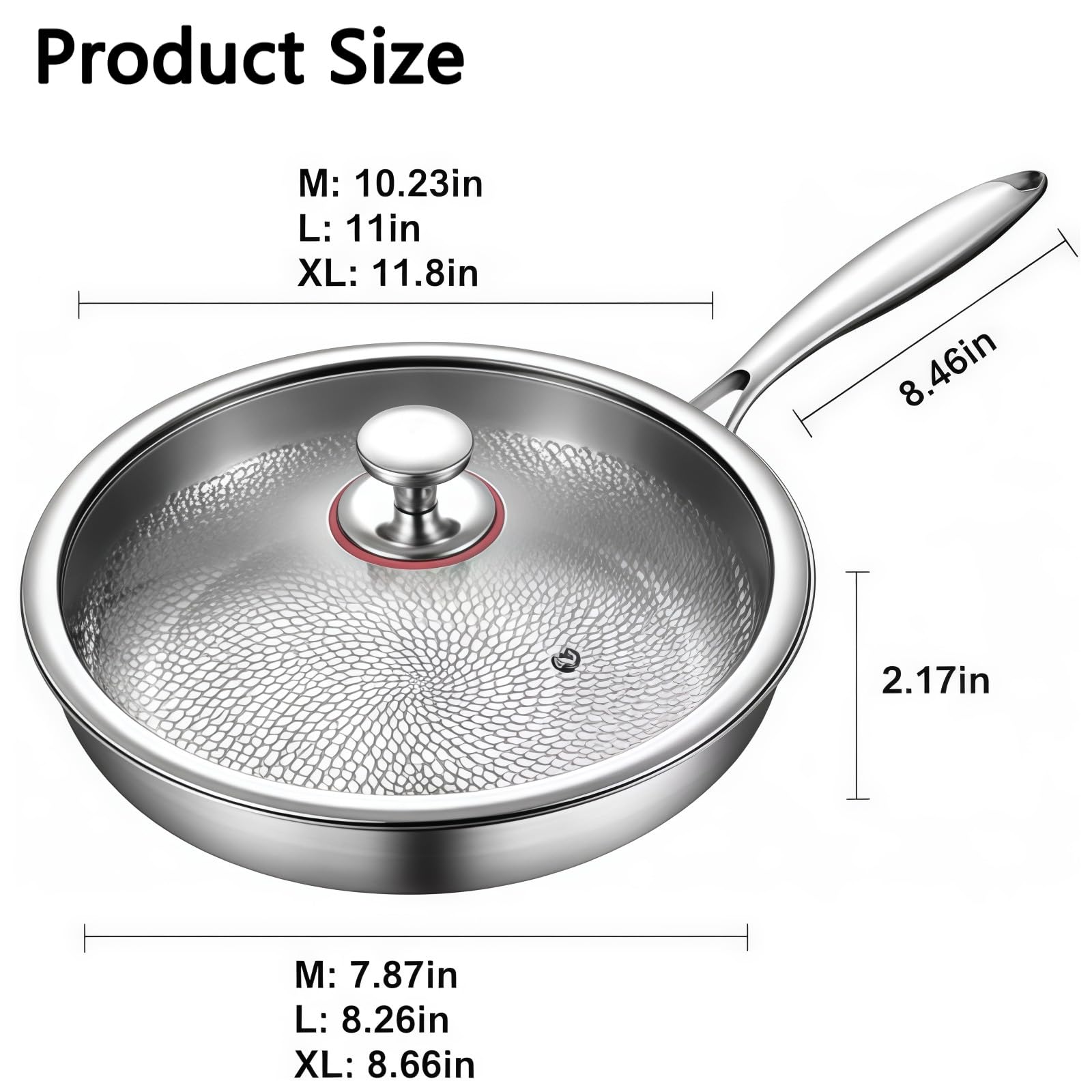 Titanium Antihaft-Bratpfanne, unbeschichtet, robustes Design mit abnehmbarem Griff, kompatibel mit allen Herdarten