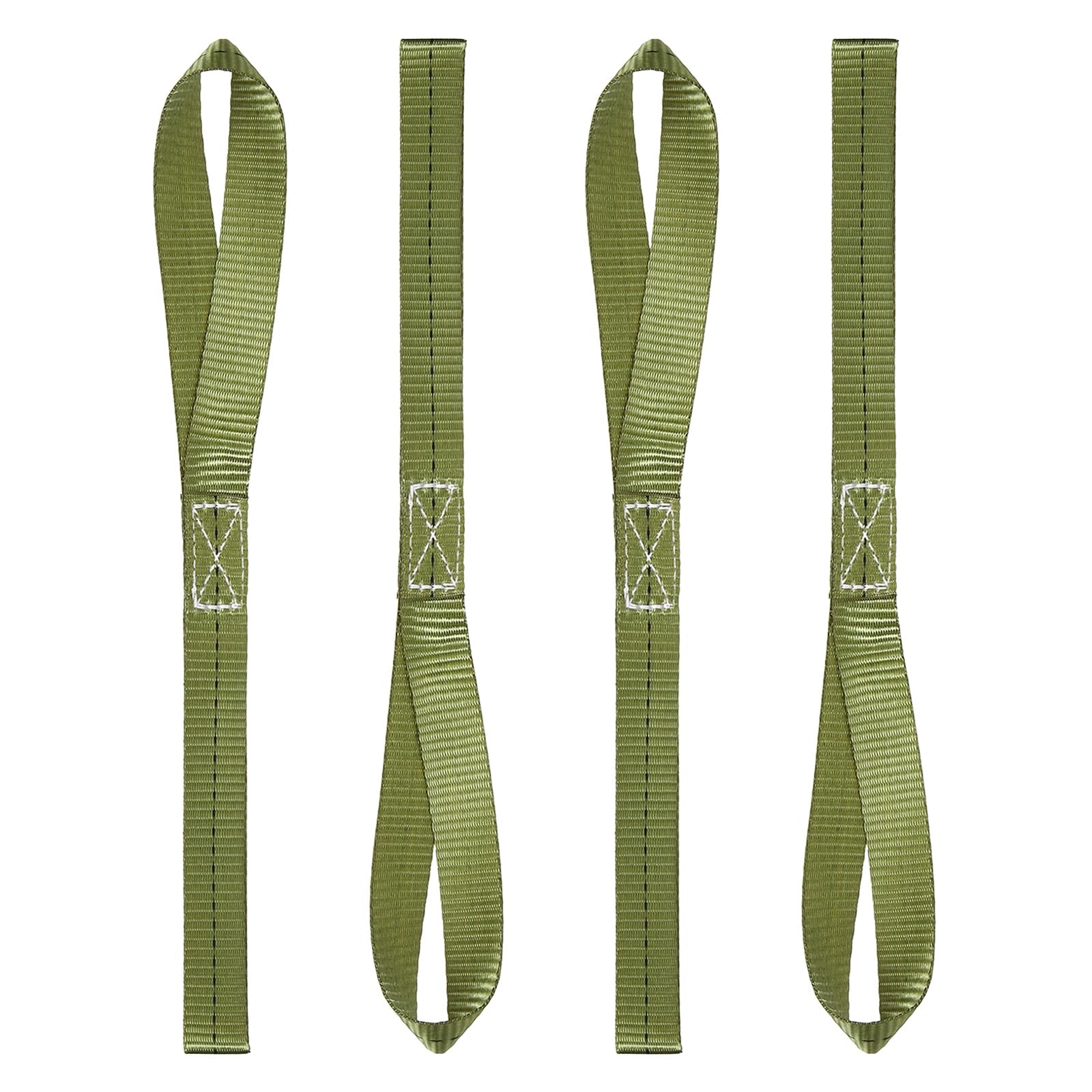 PATIKIL 25 x 400mm Soft Loop Tie Down Straps, 6Pcs Heavy Duty Motorcycle Handlebar Strap Fastening Tie Down Loops for Securing ATV UTV Truck Scooters Lawn Garden Equipment, Olive