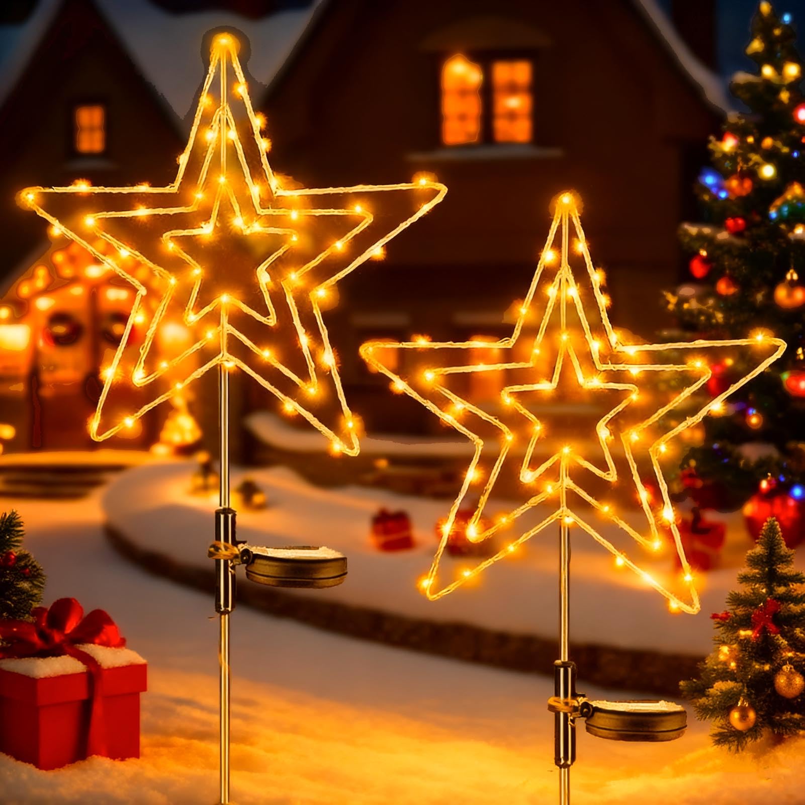 Yowin Solar Garden Lights 2 Pack 75 LED Large Christmas Outdoor Decorations
