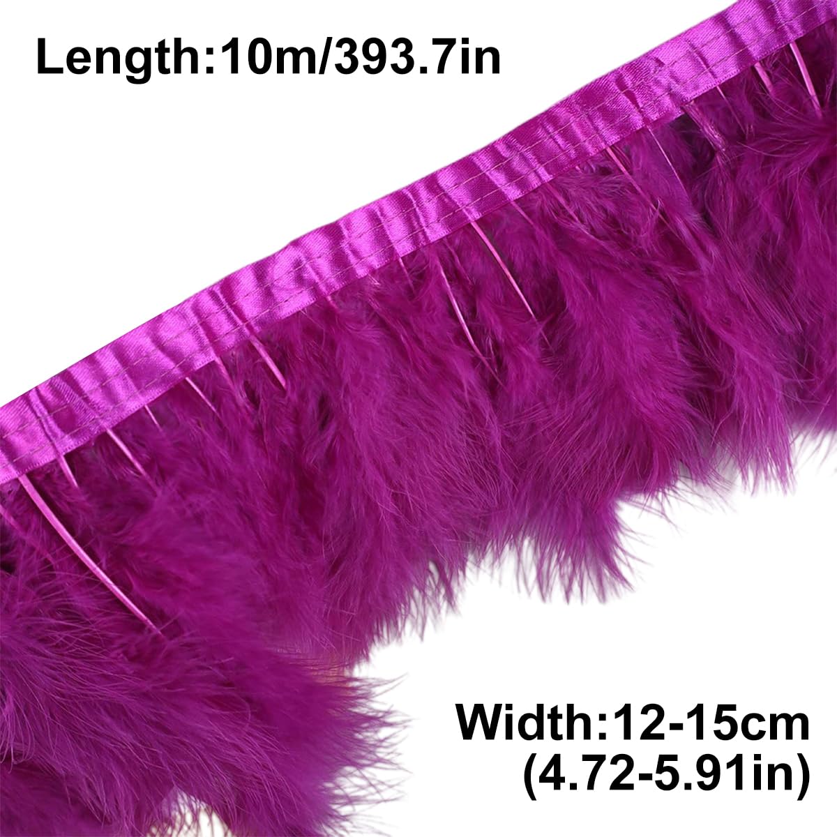 Passamaneria Decorativa soffice da 10 m, Frange di Piume di Tacchino Naturali da 12-15 cm per Costumi, bricolage Fai da Te, Accessori da Cucito, Bordeaux